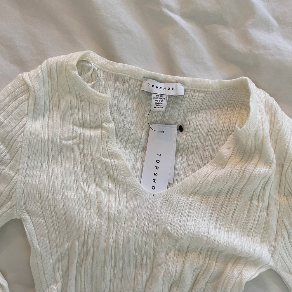 Topshop Ribbed V-Neck Sweater